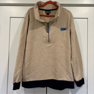 Patagonia Worn Wear Mens 1/2 Zip Woolie Fleece Pullover 2XL Oatmeal Hiking